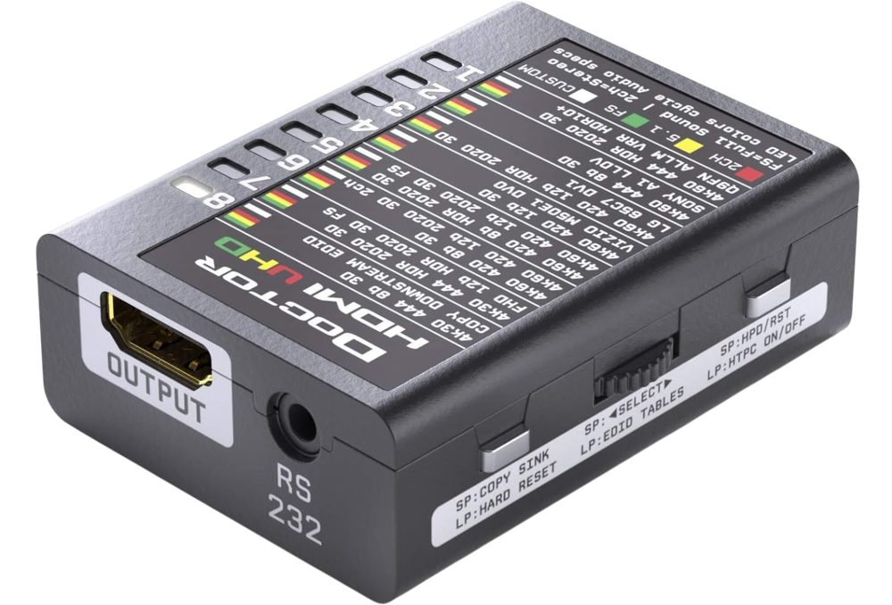 Output side of the Dr.HDMI 4K with HDMI out and RS232